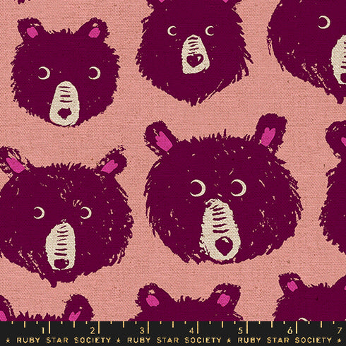CANVAS Teddy & The Bears Bear Heads in Peach Fizz - Ruby Star Society Sold by the Yard